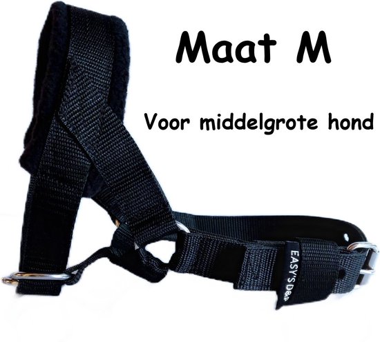 Gentle leader - Zwart - Gevoerd - Maat M - Antitrek hoofdhalster hond - Hoofdhalster hond - Antitrek hond - Trainingshalsband