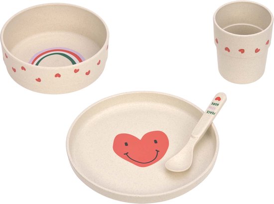 Lässig Service de table Kinder PP/Cellulose Happy Rascals Heart lavande