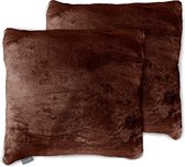 Eleganzzz Sierkussens Flanel Fleece - Rose Brown - Sierkussens 50x50cm - Set van 2 Kussens - 100% Flanel Fleece Voorzijde - 100% Velvet Achterzijde