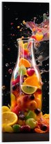 Acrylglas - Fles - Eten - Fruit - Spetters - Kleuren - 20x60 cm Foto op Acrylglas (Met Ophangsysteem)