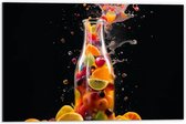 Dibond - Fles - Eten - Fruit - Spetters - Kleuren - 60x40 cm Foto op Aluminium (Met Ophangsysteem)