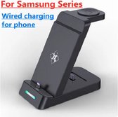 Support de chargeur sans fil 30W 3 en 1 pour Samsung S22 S21 - Station d'accueil de chargement rapide Galaxy Watch 6 5 4 - Zwart