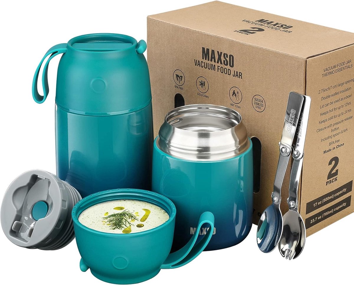 Boîtes Alimentaires Isothermes, Thermos étanche Portable 700 ML avec  Cuillère Pliante en Acier Inoxydable, Contenant de