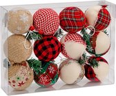 BRUBAKER 12-Delige Set Kerstballen Kerstballen Jute Bedekt - Natuurlijke Kerstboom Decoratie - Kerstboom Hanger - Rood Groen - Ø 8 cm