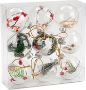 BRUBAKER 9-Delige Set Acryl Kerstballen Transparant - Gevuld - Ø 10 cm - Kerstboom Hanger