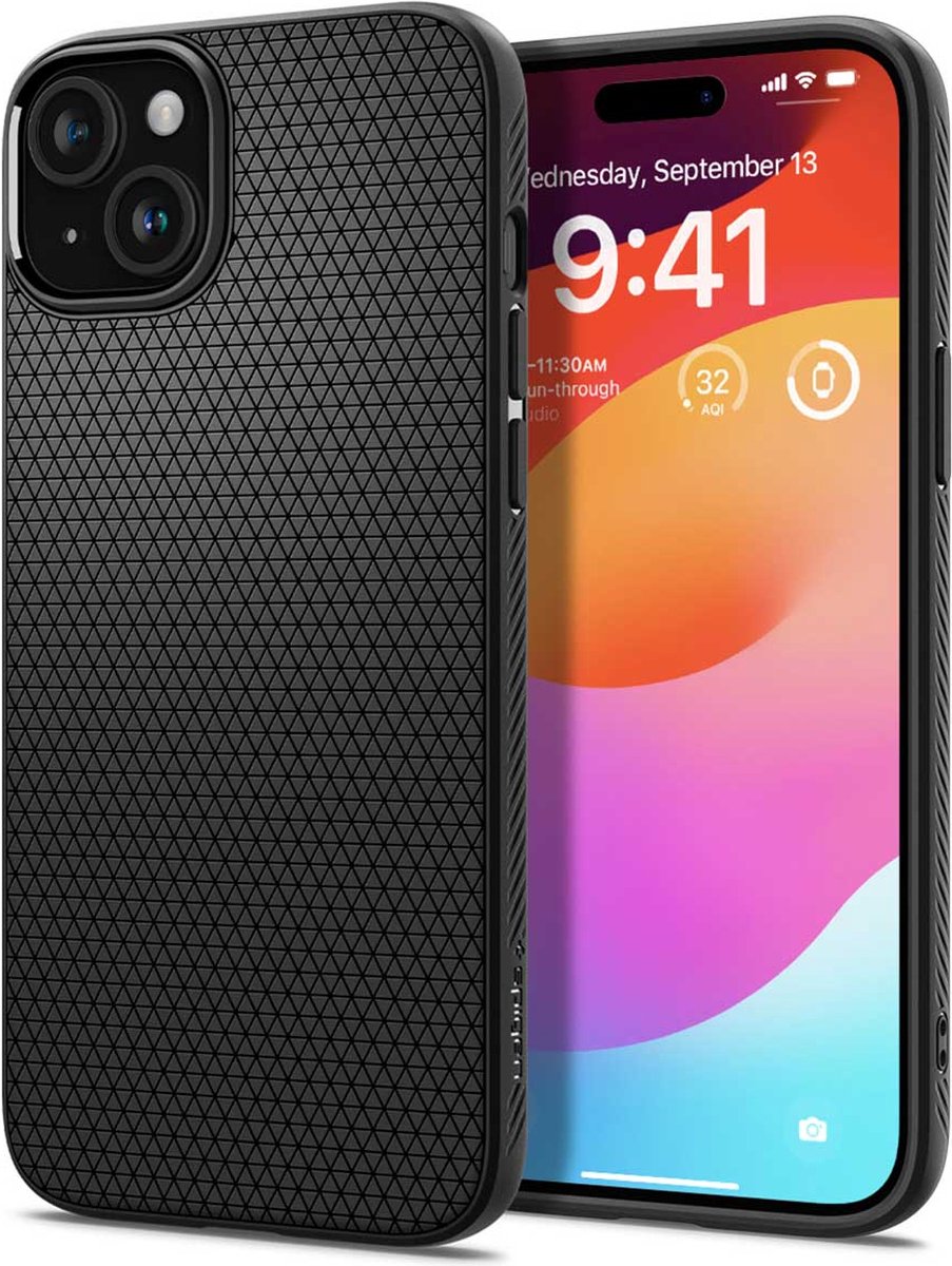 Spigen Liquid Air Case hoesje geschikt voor iPhone 15 Plus - zwart