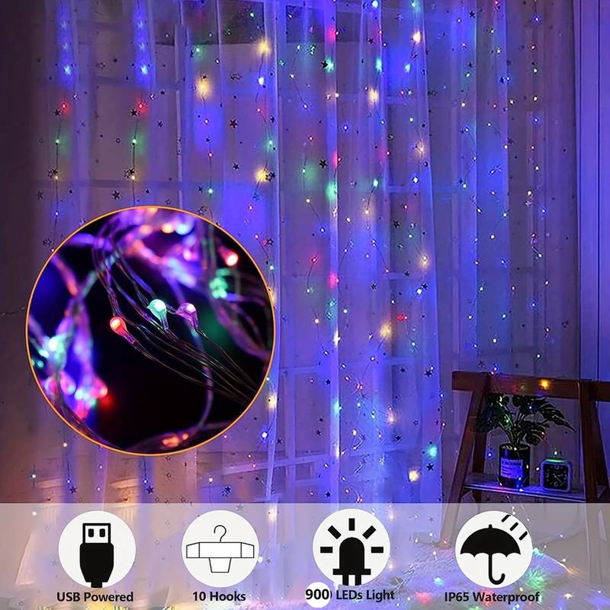 UNBON Guirlande Lumineuse Rideau, 3M*3M Rideau Lumineux 300 LED 8 Modes  d'Éclairage Rideau de Lumière USB Blanc Chaud pour Décoration de Noël  Intérieur Extérieur Fenêtre Fête Mariage Anniversaire : :  Luminaires et