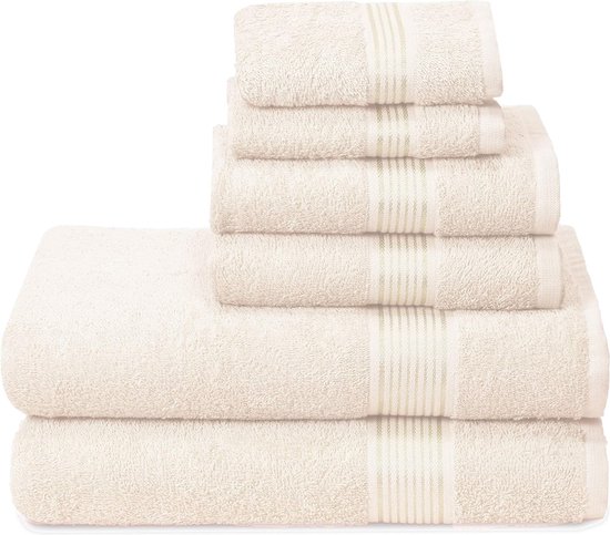 Ultra zachte 6-pack katoenen handdoekenset, bevat 2 badhanddoeken 70x140 cm, 2 handdoeken 40x60 cm en 2 washandjes 30x30 cm, ideaal voor sportschool reizen en dagelijks gebruik, compact en