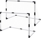 The Living Store Mini Goaltjes - Plastic Frame - Wit/Zwart - 91.5 x 48 x 61 cm - Incl - Netten - Gemakkelijk te Monteren