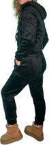 Zwart - Huispak - Fleece - Maat 36-38 - Dames - Joggingpak - Gewatteerd - Fleece vest & Fleece broek - Setje voor Volwassenen - Cadeau voor vrouw