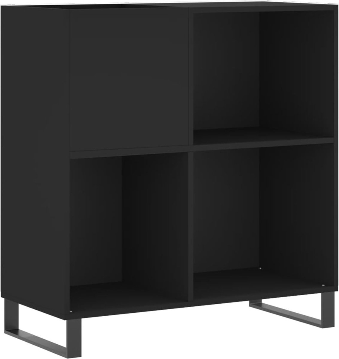 vidaXL - Platenkast - 84,5x38x89 - cm - bewerkt - hout - zwart