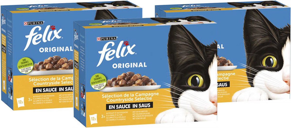 Felix Countryside katten natvoer - selectie gevogelte in saus - (12 x 85g) x 3