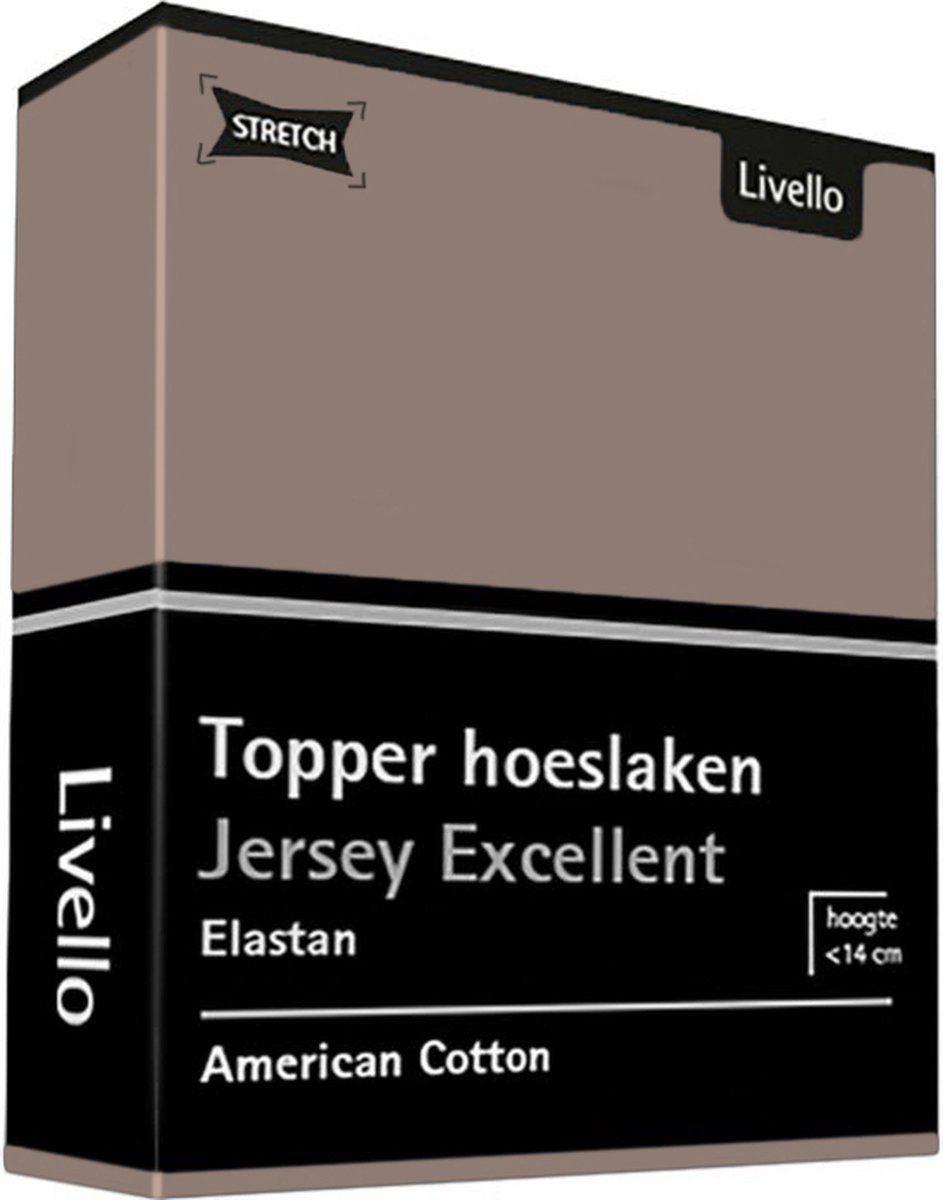Livello Hoeslaken Topper Jersey Excellent Taupe 250 gr 80x200 t/m 100x220