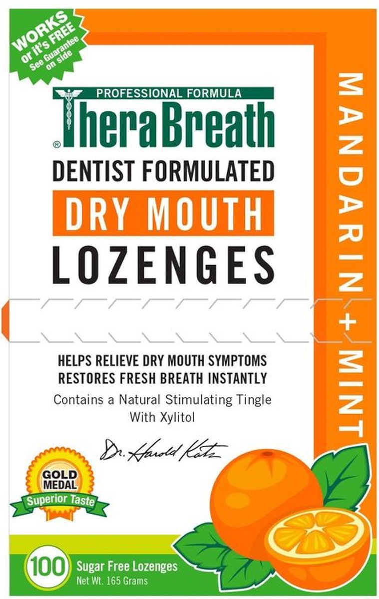 Goedkoopste TheraBreath Dry Mouth Mint Lozenges - Pastilles tegen een droge mond en een vieze mondsmaak - 100 stuks
