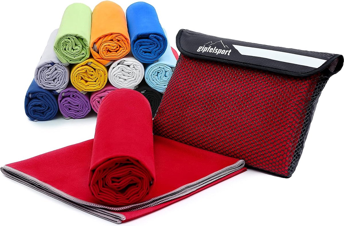 Microvezel handdoek, voor sauna, fitness en sport - strandhanddoek, sporthanddoek - 80x40cm - Rood