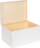 HAUDT® Coffret cadeau en bois blanc - 40 x 30 x 24 cm - boîte de rangement - Coffret cadeau de Noël