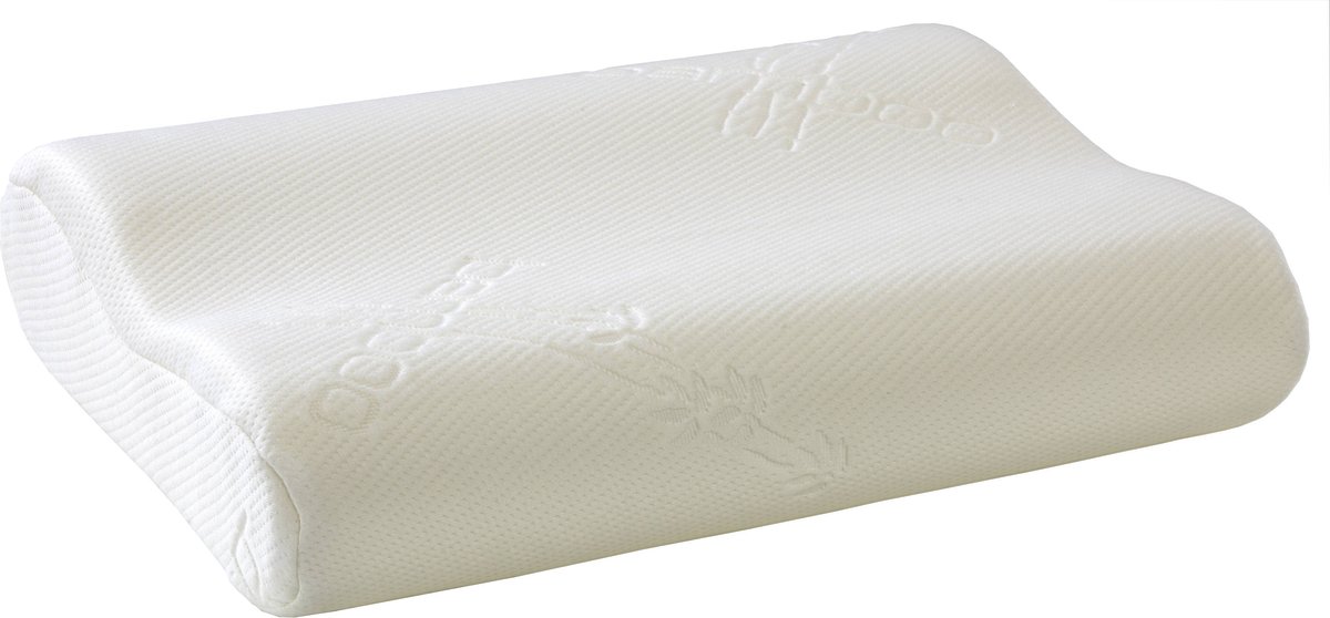 Hoofdkussen Ergo visco-elastisch schuim 52x42cm - Emob - Hoofdkussens - Wit -