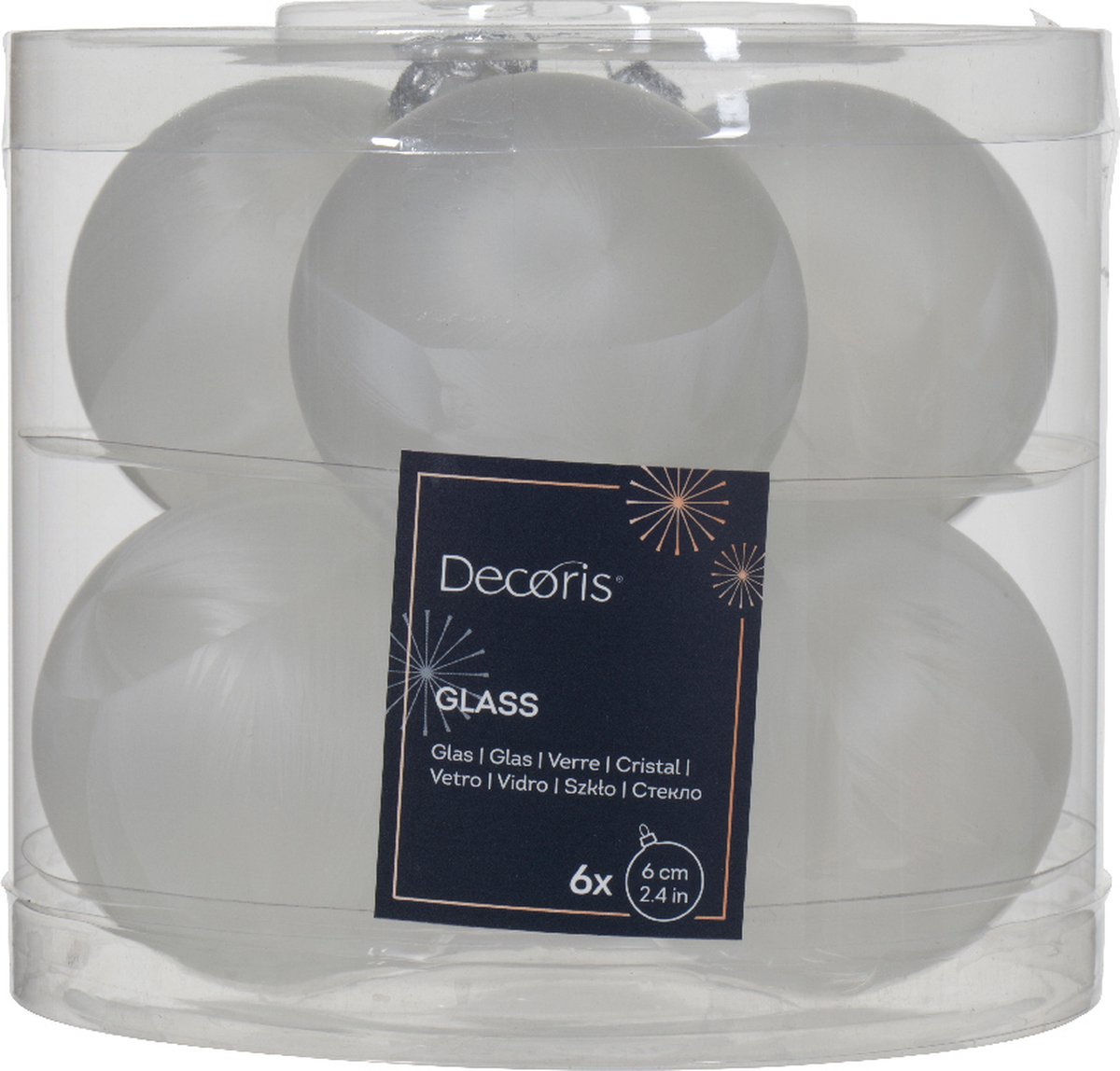 Bol.com Kerstbal glas d6 cm wit ijslak 6st kerst aanbieding