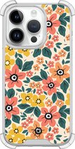 Casimoda® hoesje - Geschikt voor iPhone 14 Pro - Blossom - Shockproof case - Extra sterk - Siliconen/TPU - Multi, Transparant