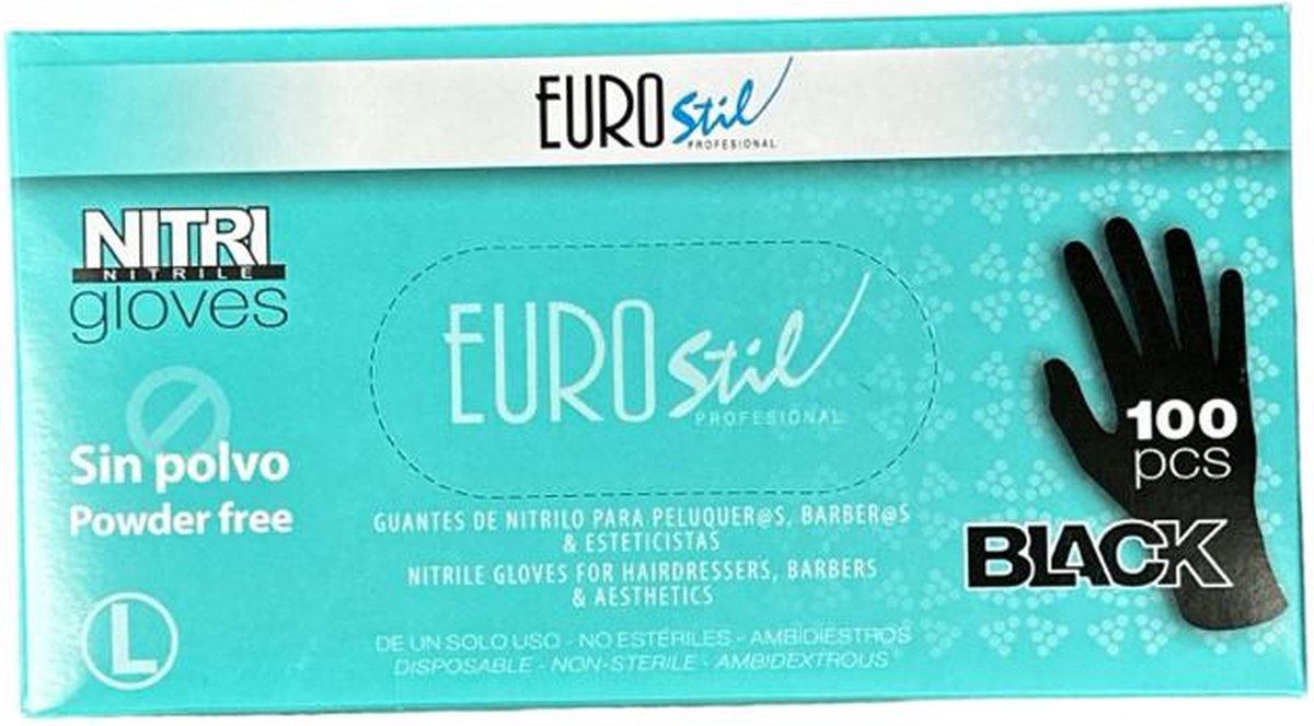 Goedkoopste Eurostil Nitril Gloves Black Powder Free Maat L