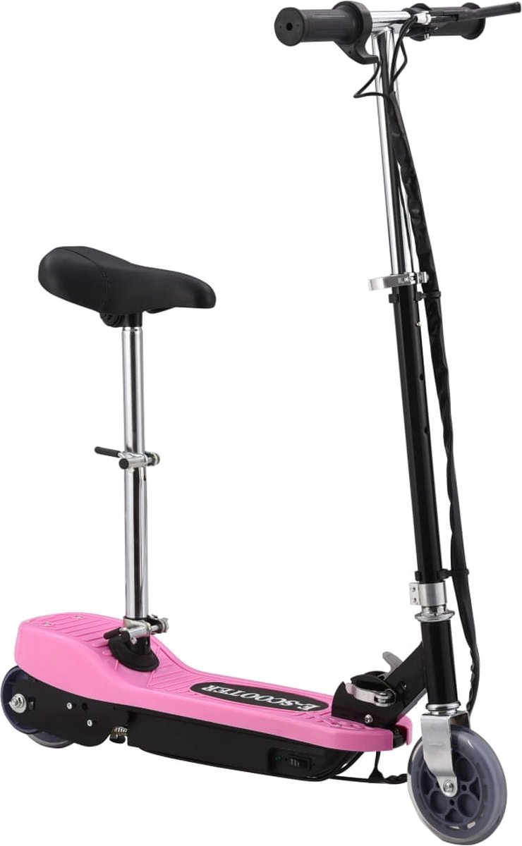 Elektrische kinderstep met zitje 120W, inklapbaar, verstelbaar stuur en zadel, roze, max 12 km/u - Afbeelding 5
