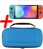 Hoesje Geschikt voor Nintendo Switch OLED Case Hoes Hard Cover Met Screenprotector - Bescherm Case Geschikt voor Nintendo Switch OLED Hoes - Blauw