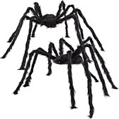 2 Pack 5 Ft. Halloween Outdoor Decoraties Harige Zwarte Spider, Enge Giant Spider Nep Grote Spider Harige Spin Rekwisieten voor Halloween Tuin Decoraties Party Decor