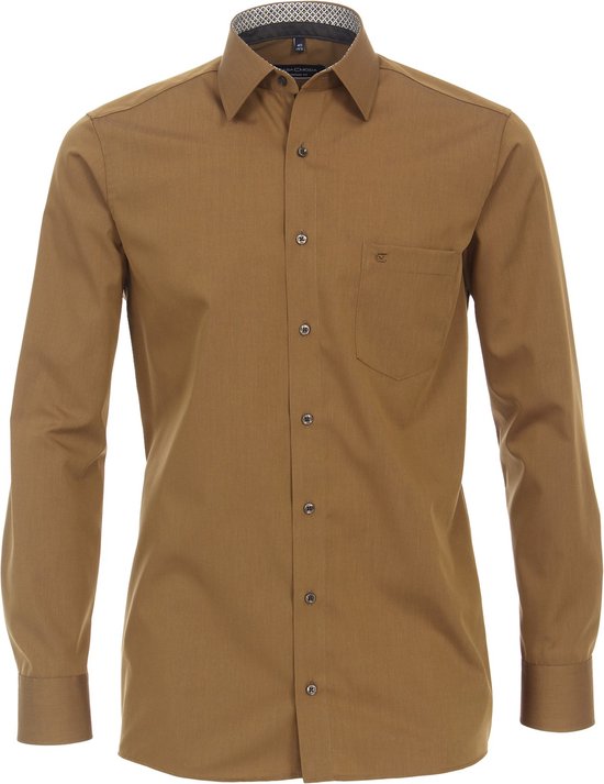 CASA MODA comfort fit overhemd - bruin (contrast) - Strijkvrij - Boordmaat: 41