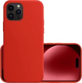 Hoes Geschikt voor iPhone 15 Pro Max Hoesje Cover Siliconen Back Case Hoes - Rood