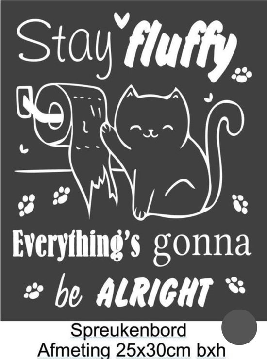 Houten Tekstbord Spreukenbord Fluffy Gein Poes Kat Quotes Wc Toilet Funny Toiletregels Muurdecoratie Quotebord Cadeau Geschenk Verjaardag Handgemaakt Kleur Antraciet