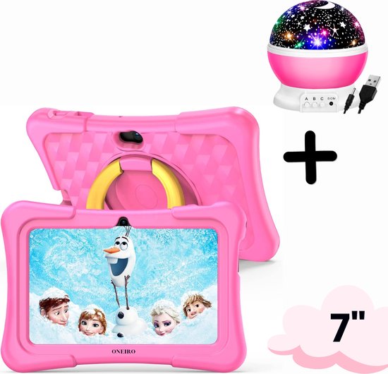 Oneiro Kindertablet KIDSPLAY 7 inch ROZE - Kindertablet vanaf 3 jaar - Ouder Control App - Beschermhoes - Android 11 – 3000 Mah Batterij - Roze