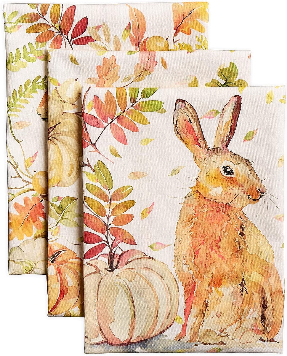 Pumpkin Passion 100% katoen set van 3 multifunctionele keukenhanddoeken barhanddoeken oogstfeest Kerstmis (50 cm x 70 cm)