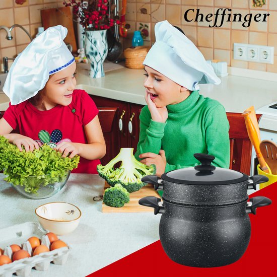 Foto: Cheffinger cf cous12 12l marmer gecoat stoomkoker couscous pot