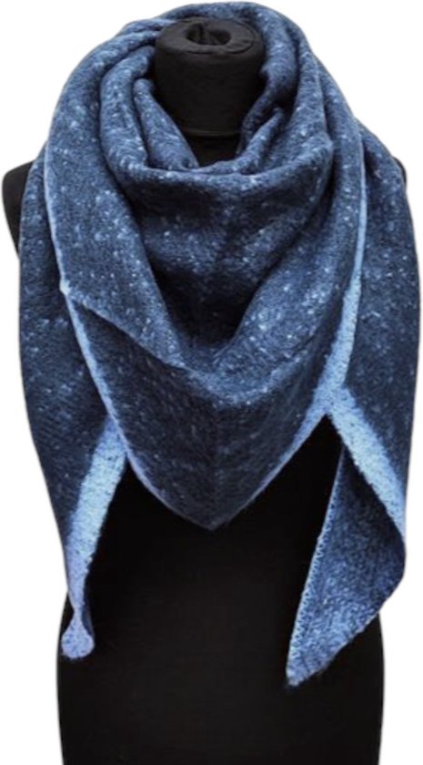 Warme Driehoekige Sjaal - 2-Zijdig - Blauw - 180 x 135 cm (C23-2#)
