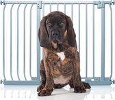 Bettacare Elite Hondenhek Assortiment, 98cm - 107cm (23 opties beschikbaar), Mat Grijs, Traphekje Zonder Boren Hek voor Honden en Puppy's, Huisdier en Hond Barrière, Eenvoudige Installatie