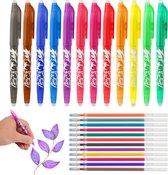 Pencilluxe® 12-delige set uitwisbare pennen met 12 extra navullingen - FriXion - uitwisbare inkt