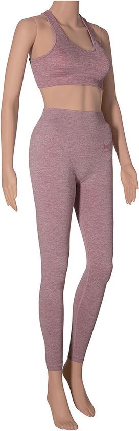 Roze sporttop en legging set, getoond op paspop.