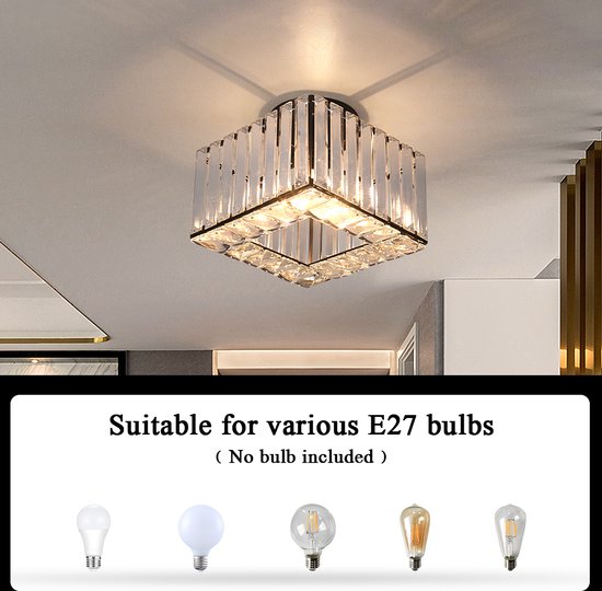 Universal - Lampe Lustre LED Plafond en cristal carré 2 panneaux