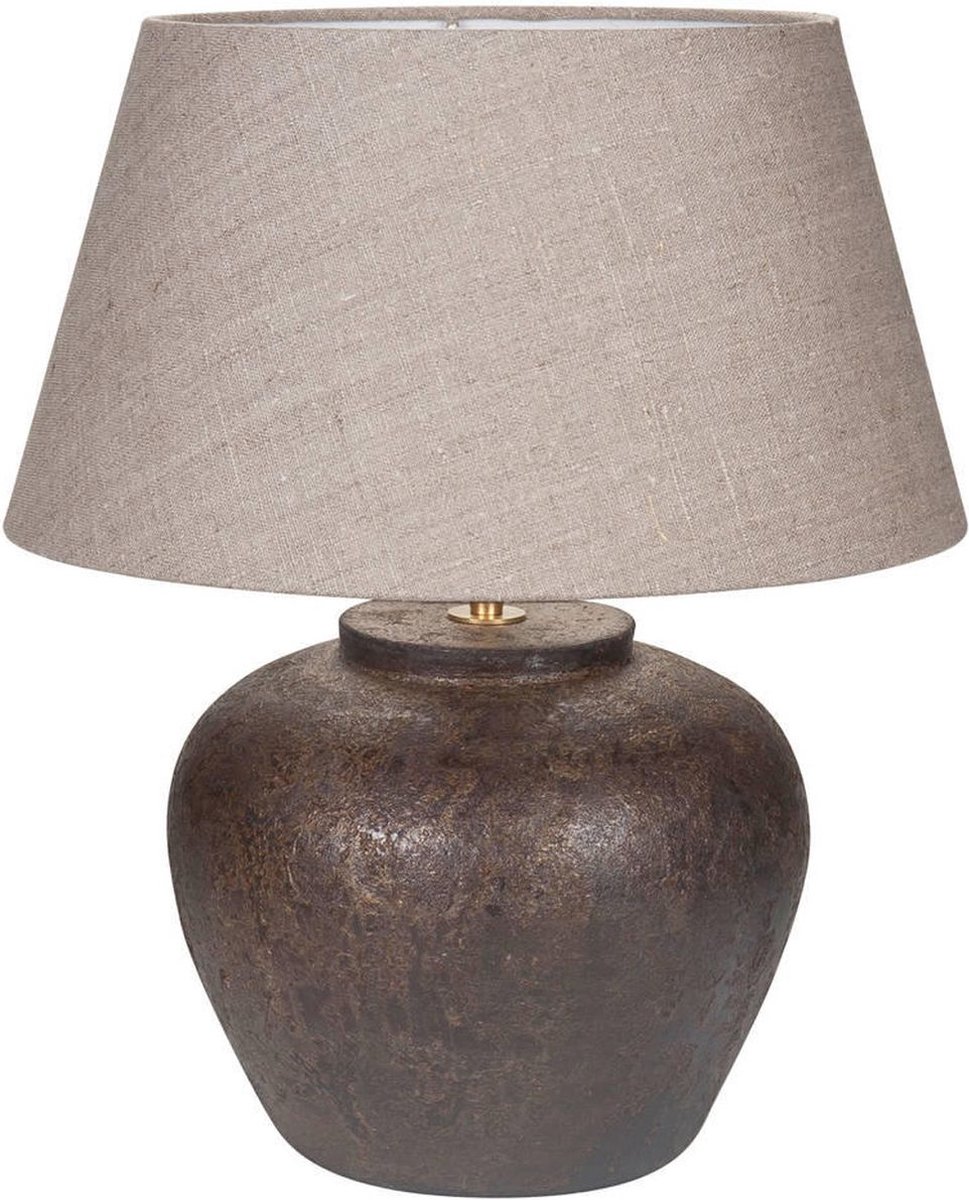 Keramiek tafellamp Mini Tom | 1 lichts | bruin | keramiek / stof | Ø 25 cm | 44 cm hoog | landelijk / sfeervol / klassiek design