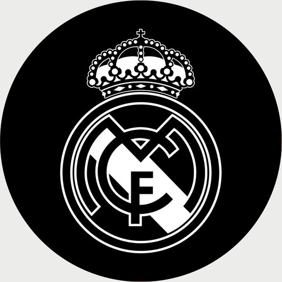 Tableau Real Madrid - Logo - Voetbal - UEFA - Champions League - Cercle mural - Poster - Décoration murale sur aluminium (Dibond) - 60x60cm - Système de suspension inclus