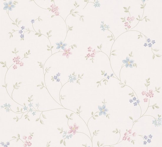 Foto: Romantische bloemen behang landelijk groen blauw cr me roze a s cr ation maison charme