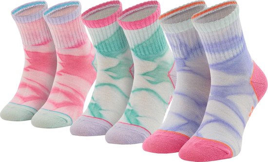 Skechers 3PPK Girls Casual Fancy Tie Die Socks SK41076-6064, voor meisje, Veelkleurig, Sokken, maat:
