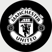 Manchester United Schilderij - Logo - Voetbal - UEFA - Champions League - Muurcirkel - Poster - Wanddecoratie op Aluminium (Dibond) - 60x60cm - Inclusief Gratis Ophangsysteem