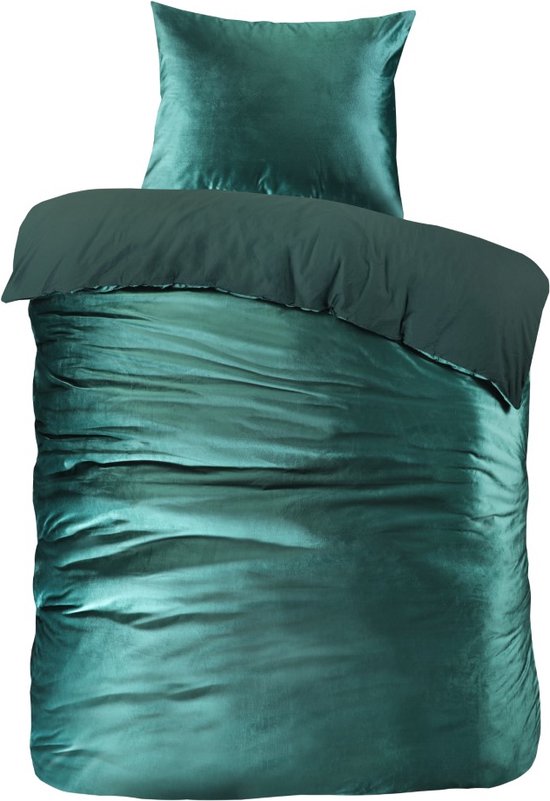 Papillon Uni Velvet Dekbedovertrek - Eenpersoons - 140x200/220 cm - Groen