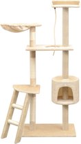 The Living Store Kattenboom - Beige - 97 x 40 x 150 cm - Met ladder - huisje - hangmat - krabpalen en platformen