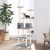 The Living Store Luxe Kattenboom - Krabbestendig - Compact Kattenmeubel - Inclusief Huisjes - Hangmat en Platforms - Lichtgrijs - 72 x 80 x 167 cm