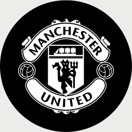 Tableau Manchester United - Logo - Voetbal - UEFA - Champions League - Cercle mural - Poster - Décoration murale sur aluminium (Dibond) - 40x40cm - Système de suspension inclus