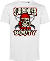 T-shirt Surrender Your Booty | Halloween Kostuum Volwassenen | Halloween | Foute Party | Wit | maat 3XL