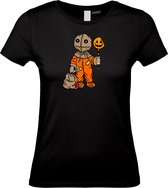 Dames T-shirt Halloween Manneke | Halloween Kostuum Volwassenen | Halloween | Foute Party | Zwart dames | maat XXL