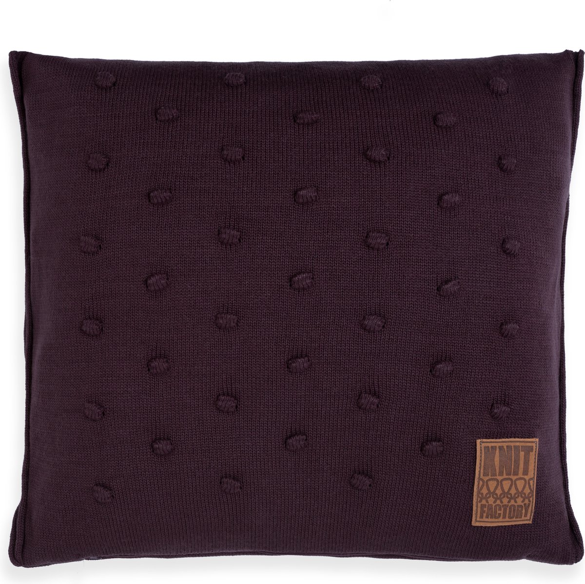 Knit Factory Noa Sierkussen - Vierkant kussen - Kussen woonkamer - Bank kussen - Decoratie kussen - Aubergine - 50x50 cm - Kussenhoes inclusief kussenvulling